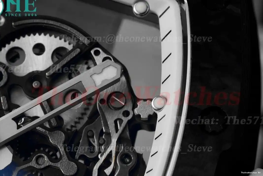 White RMUL2 On RM055 Rubber BBRF Dial NTPT Real Strap Skeleton White V2 0407